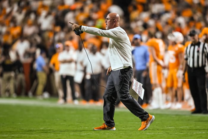 Tennessee Volunteers DBs coach Willie Martinez during the win over Texas A&M. (Photo by Bryan Lynn of USA Today Sports)